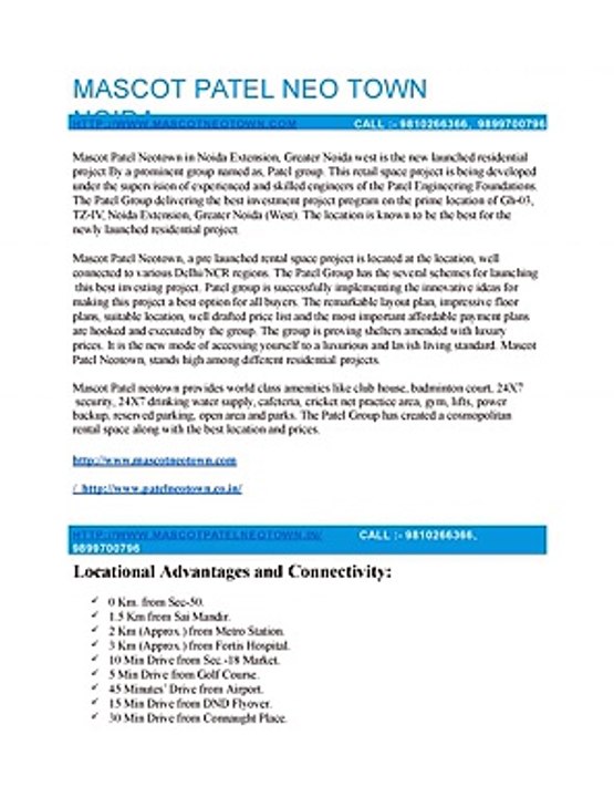 Patel Neotown Launch 1 BHK Strating Only 15 Lacs..Hurry Up..!!