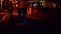 To Be A Star!Riding your electric 2 wheels bluetooth scooter with LED in the night.
