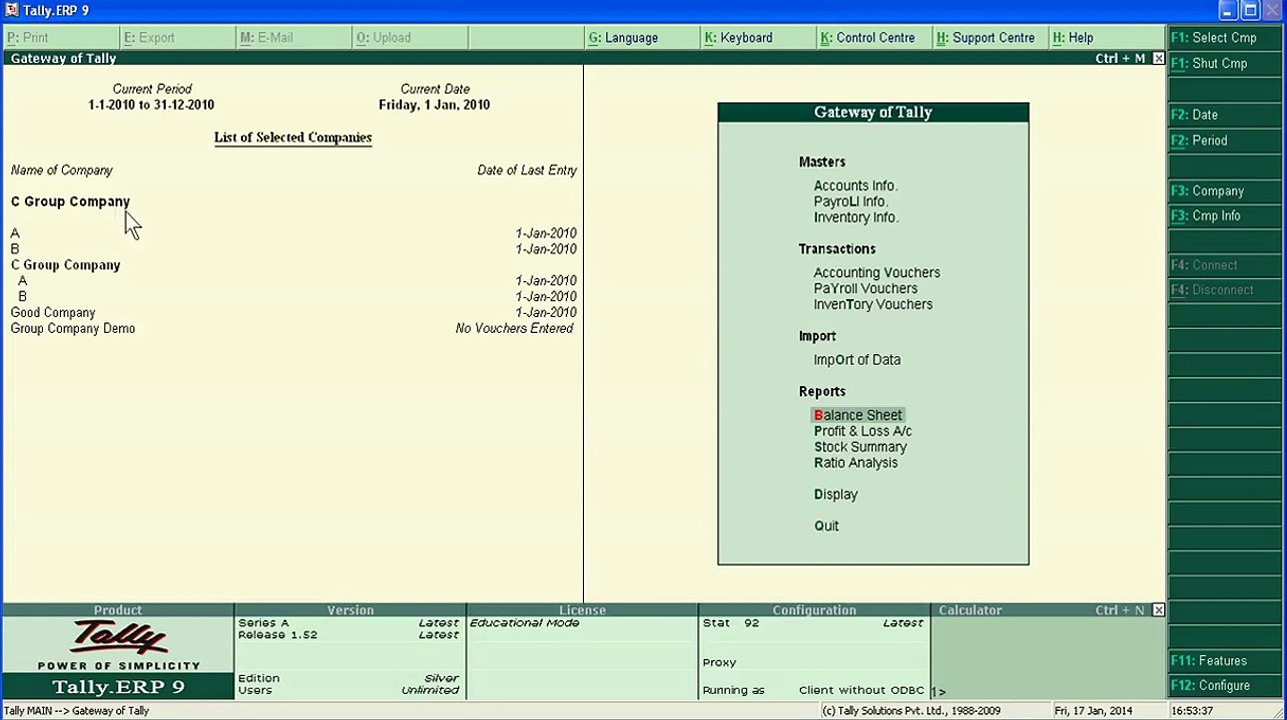 Tally.ERP 9 Part 44 How to Make Consolidated Balance Sheet video
