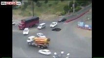 Drivers Sinkhole Escape Captured On Camera