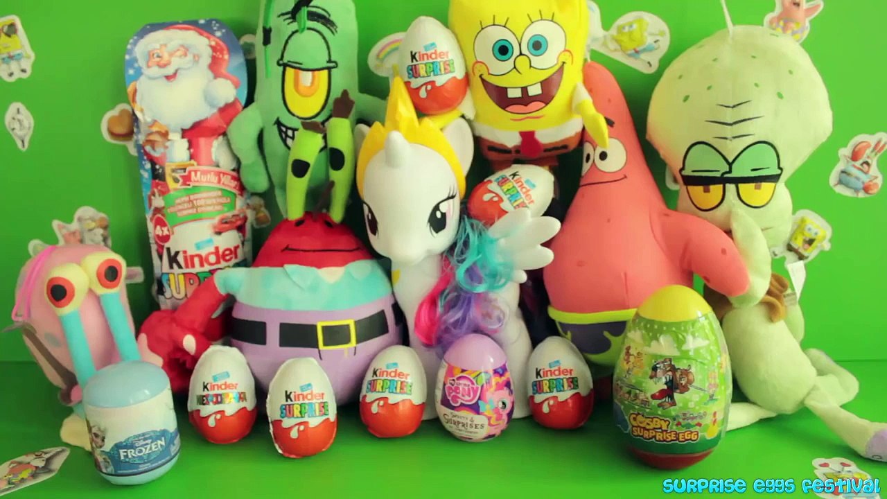 Surprise Eggs My Little Pony Day with Spongebob Toys and Kinder Surprise
