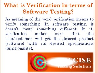 Verification of Software Testing