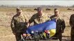 Ukraine War Soldiers gift Poroshenko their battle flag