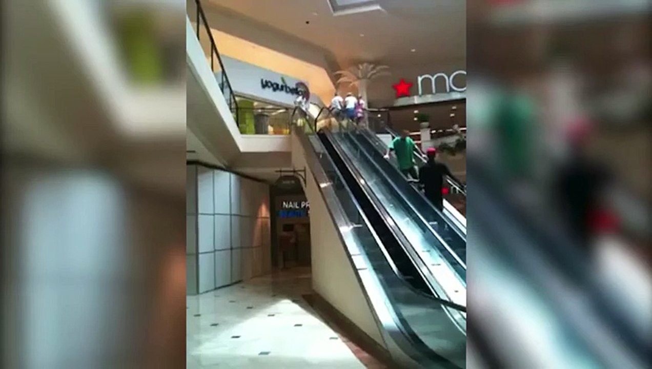 Dude Falls Down Escalators  Mall Fall