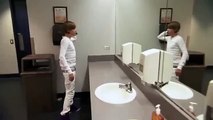 Justin Bieber singing in the bathroom