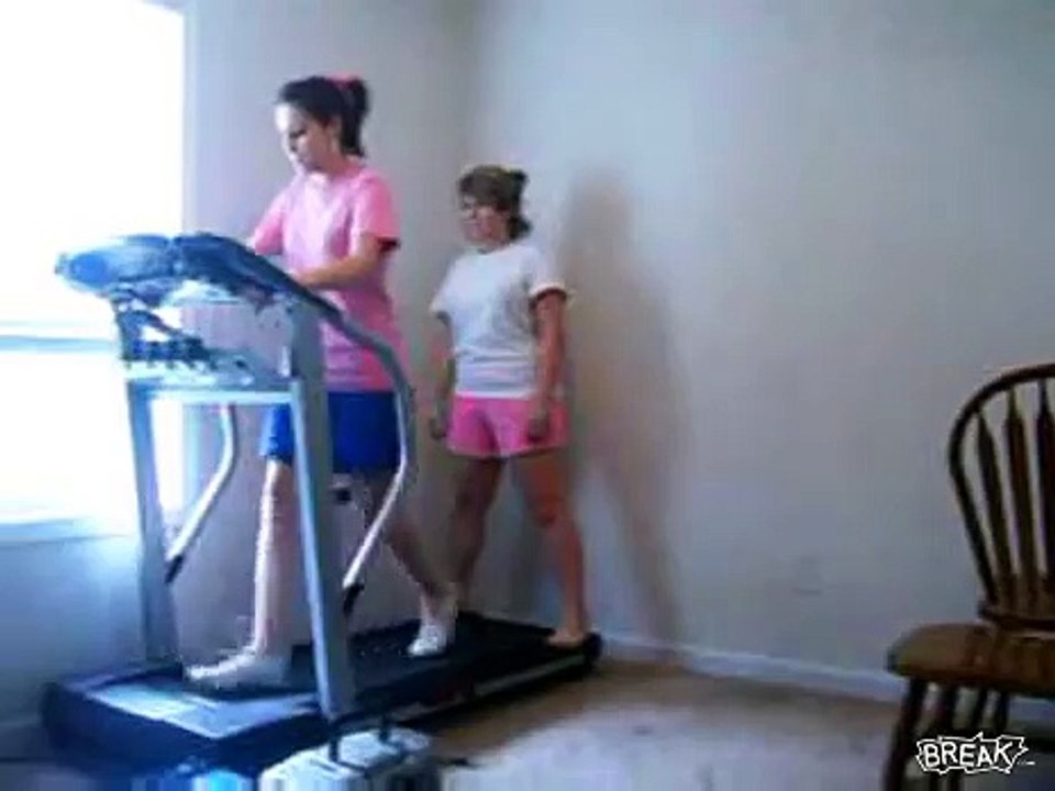 Fat Girl Falls On Treadmill