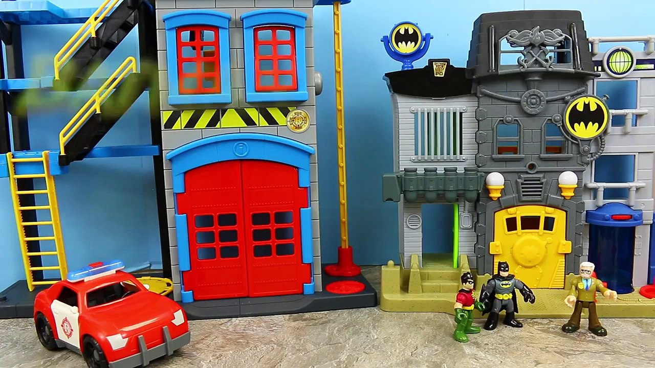 Batman and Robin Try to Become Firemen at the Imaginext Firehouse Batman Shoots a Water Ca