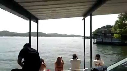 Speedboat racing on the Lake of the Ozarks ends with a massive crash - both drivers survived.