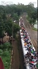 Mira cómo estás personas en la India viajan en el techo de un tren