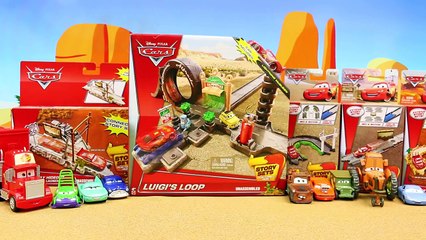 Disney Cars Luigi Loop Highway Hideout Lightning McQueen and Mater Jump Giant Corkscrew Lo