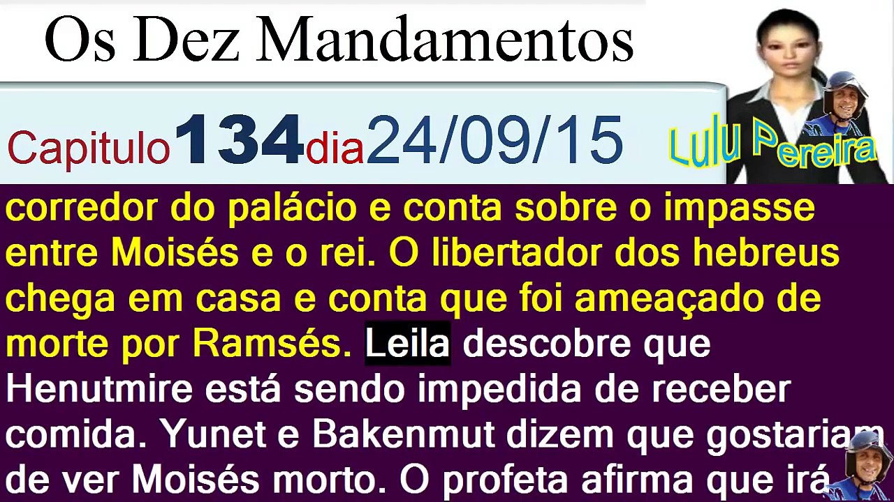 Os Dez Mandamentos capítulo 134 quinta feira (24/09/2015)resumo