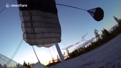 BASE jump from a wind turbine