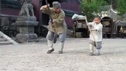 Jackie Chan learning Shaolin techniques from a Kid