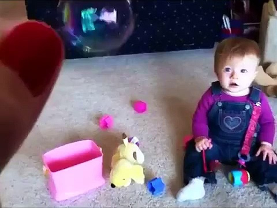 Baby Laughing At Dog Eating Bubbles