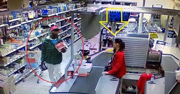 Female Store Cashier Prevents Shoplifting