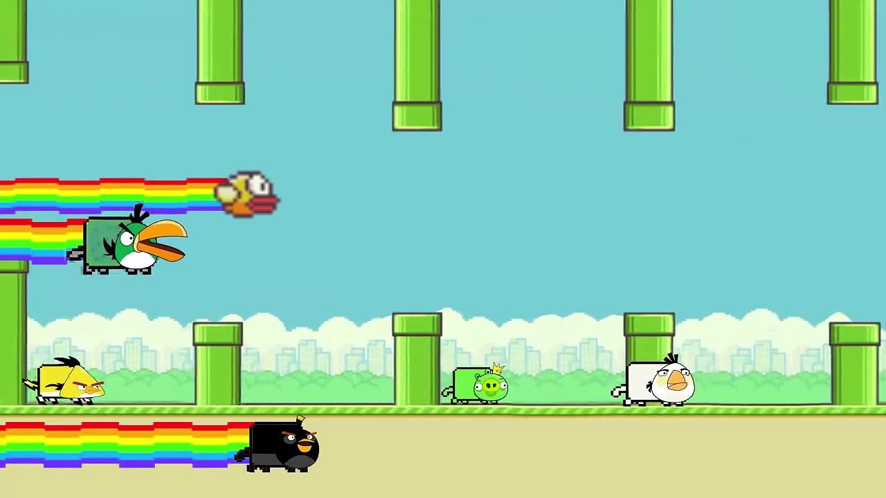 Nyan Flappy bird meets Nyan angry birds(nyan cat parody)