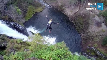 Crazy Cliff Jump Caught on Camera