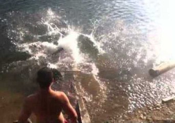 Plank Jump Fail Ends in Big Splash