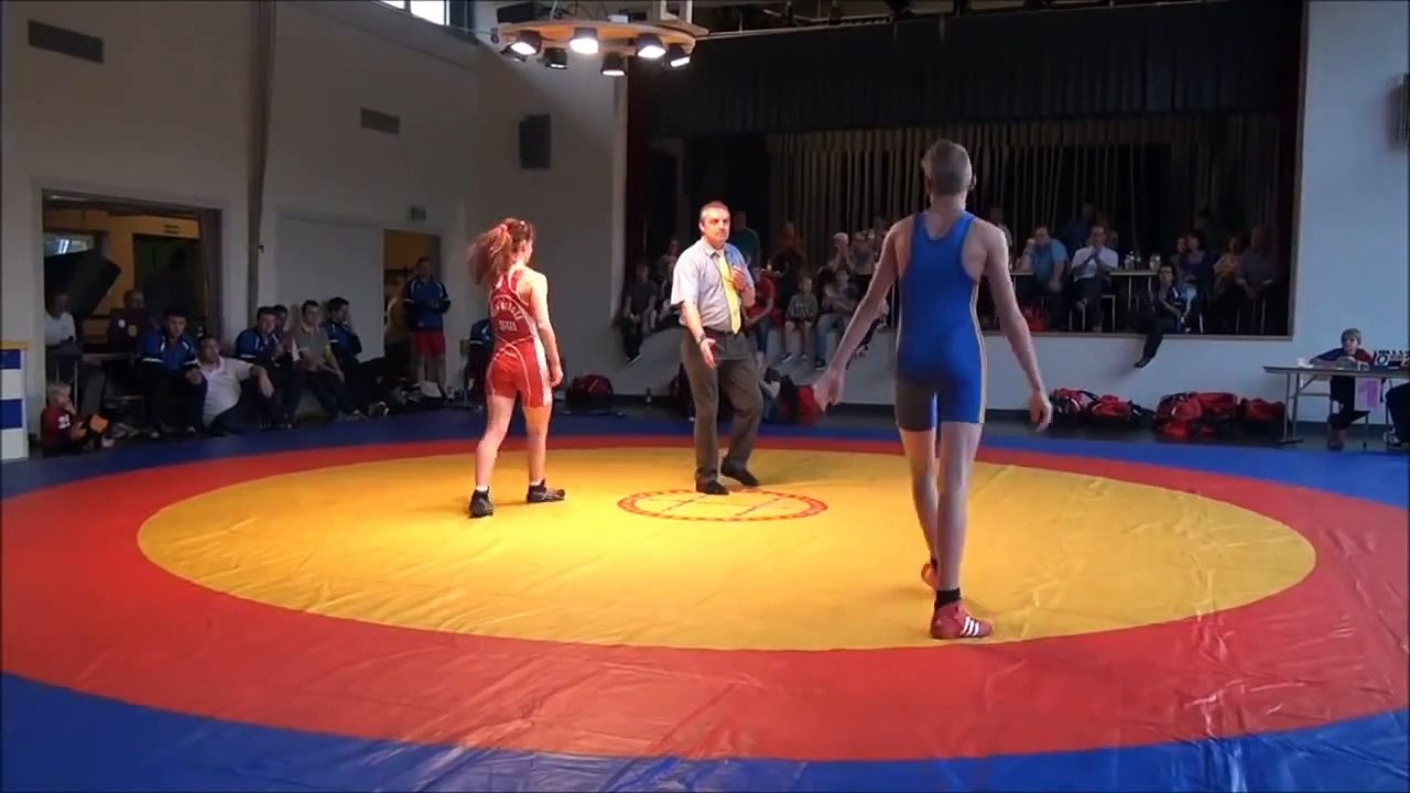 Girl Kicks Guys ass Wrestling