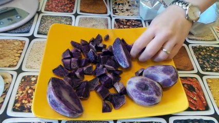 Pure VIOLA con Bimby TM31, di patate VIOLA  patate vitelotte purple potato