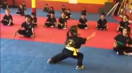 Japanese Karate Kid Baby Performance Doing Kaate in Dojo