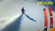 Imagine first ever wingsuit flying above skiers