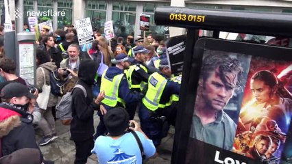 Scuffles at student demo in London