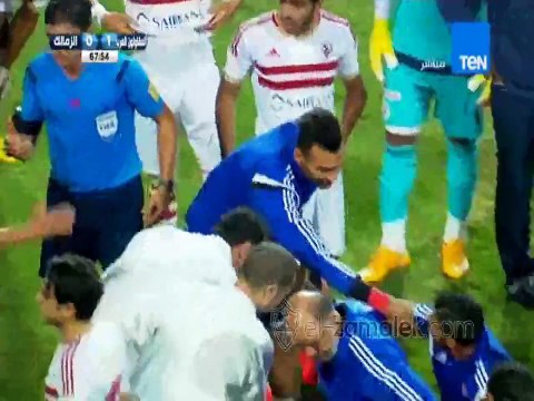 لقطة اغماء عمر جابر| الزمالك 0-1 المقاولون العرب| الدورى المصرى الممتاز 2015/2016| الاسبوع الرابع