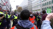 Students clash with police during protest in London