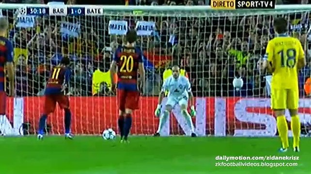 Neymar 1:0 Penalty-Kick Goal - Barcelona v. BATE 04.11.2015 HD