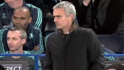 Jose Mourinho salutes the Chelsea crowd as they sing his name v Dynamo Kiev