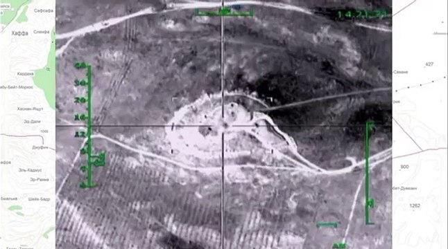 Авиаудар по опорному пункту боевиков, расположенному на дороге ХАМА - АЛЕППО