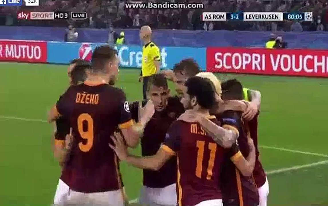 GOAL Miralem Pjanic Roma 3-1 Leverkusen Champions League 4.11.2015 HD