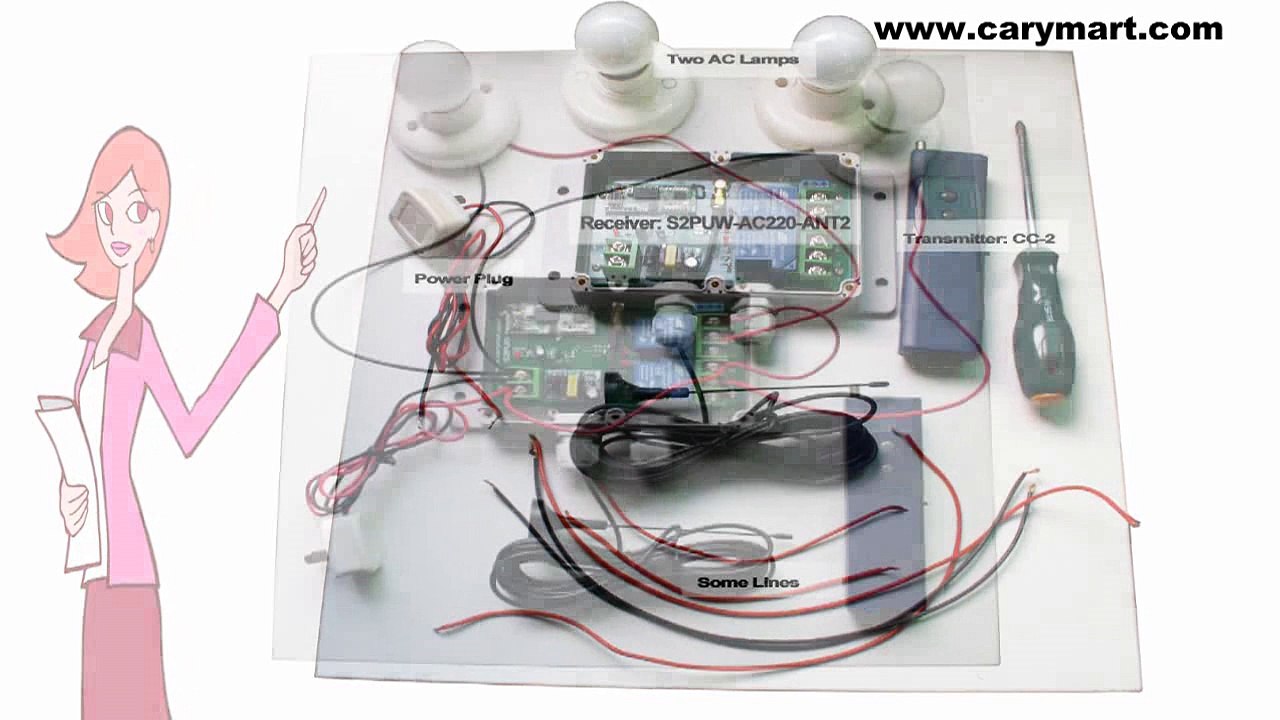 2 CH AC 100V-240V Long Range Remote Control two AC Lamps