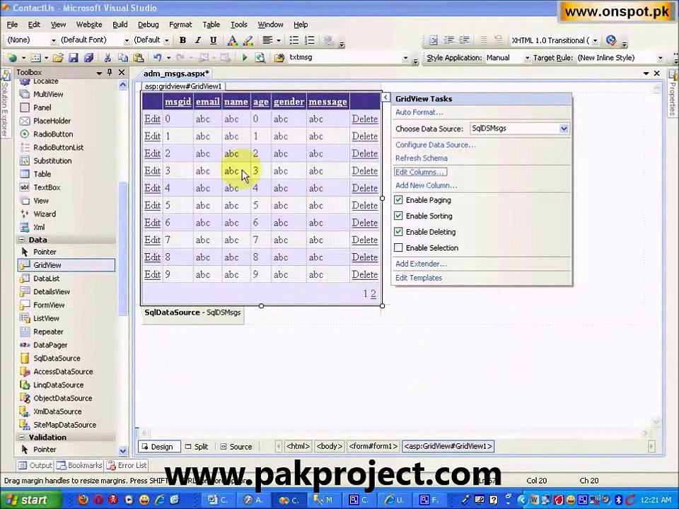 ASP.NET working with GridView (part-12 in URDU)