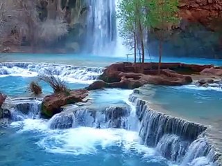 _Havasupai Indian Waterfall Relaxation_ Nature Relaxation Video Classic