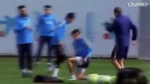 Dani Alves Slide Tackles Neymar During Barcelona Training 17/10/2015