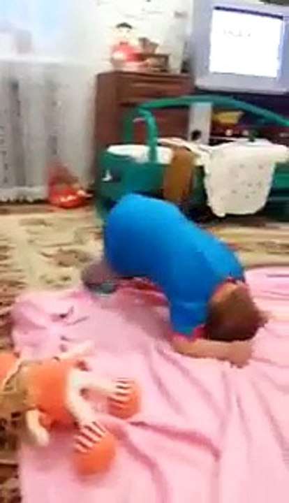 Cute Kid Playing with Cat