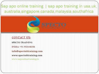 Sap apo  training in usa,uk,ausrtalia