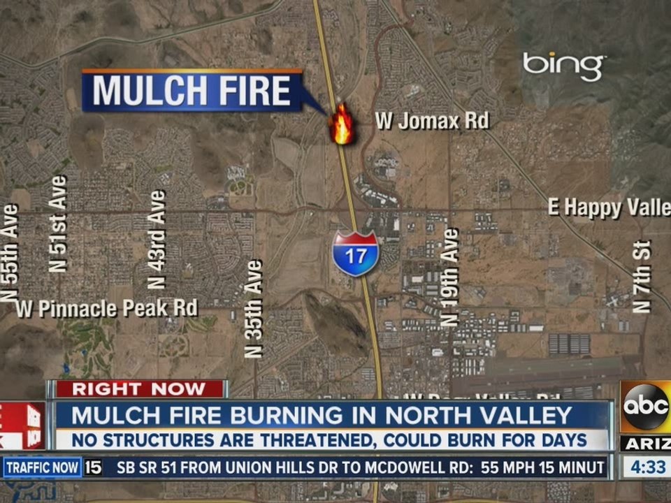 Mulch fire burning in North Phoenix