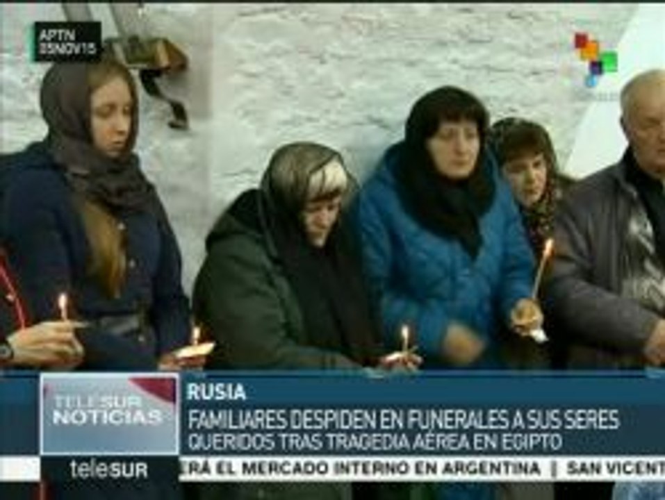 Rusia: realizan funerales de víctimas del avión siniestrado en Egipto
