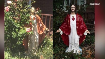 Jesus statue stolen, then returned with new paint job