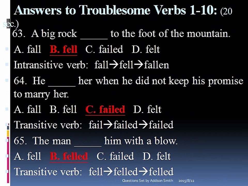 Troublesome Verbs 1-10