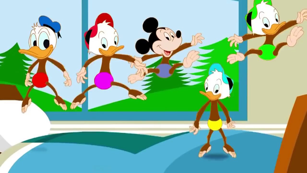 5 Little Monkeys Mickey Mouse Jumping on the bed - Five Little Monkeys Nursery Rhyme