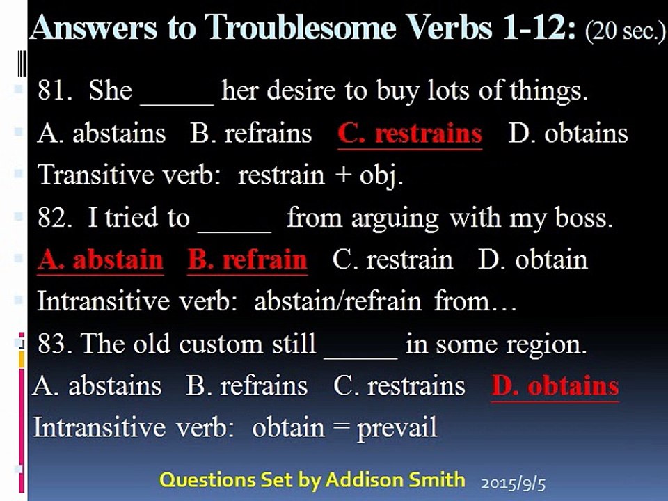 Troublesome Verbs 1-12