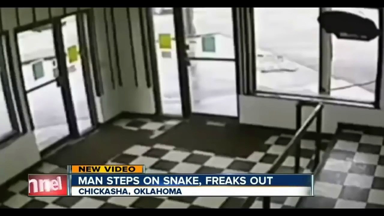 Man is bitten by snake after he steps on it while texting-Caught on CCTV