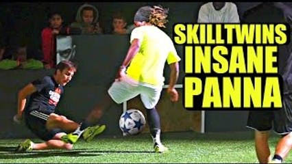 SkillTwins CRAZY Nutmeg⁄Panna Skill vs. Football Professional Player! ★FULL HD