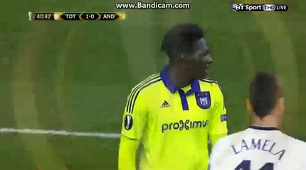 Stefano Okaka Gets Yellow Card Tottenham 1-0 Anderlecht