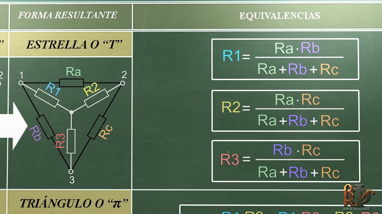 Teorema de Kennelly - Transformacion estrella a triangulo - Conversion triangulo a estrella