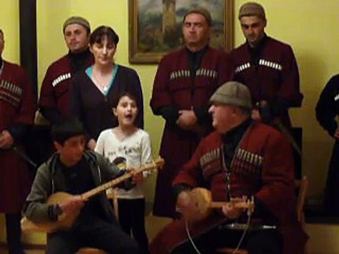 Great GEORGIAN Music Master Vakho PILPANI from SVANETIA , playing Music with his son near Mestia , GEORGIA /- P1050033